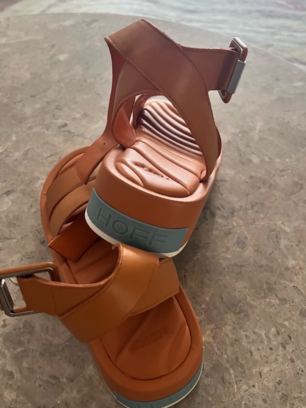 Women’s Tan Strappy Padded Sandals with Buckle - Picture 2 of 5